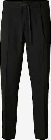 SELECTEDHlače s naborima - crna boja: prednji dio