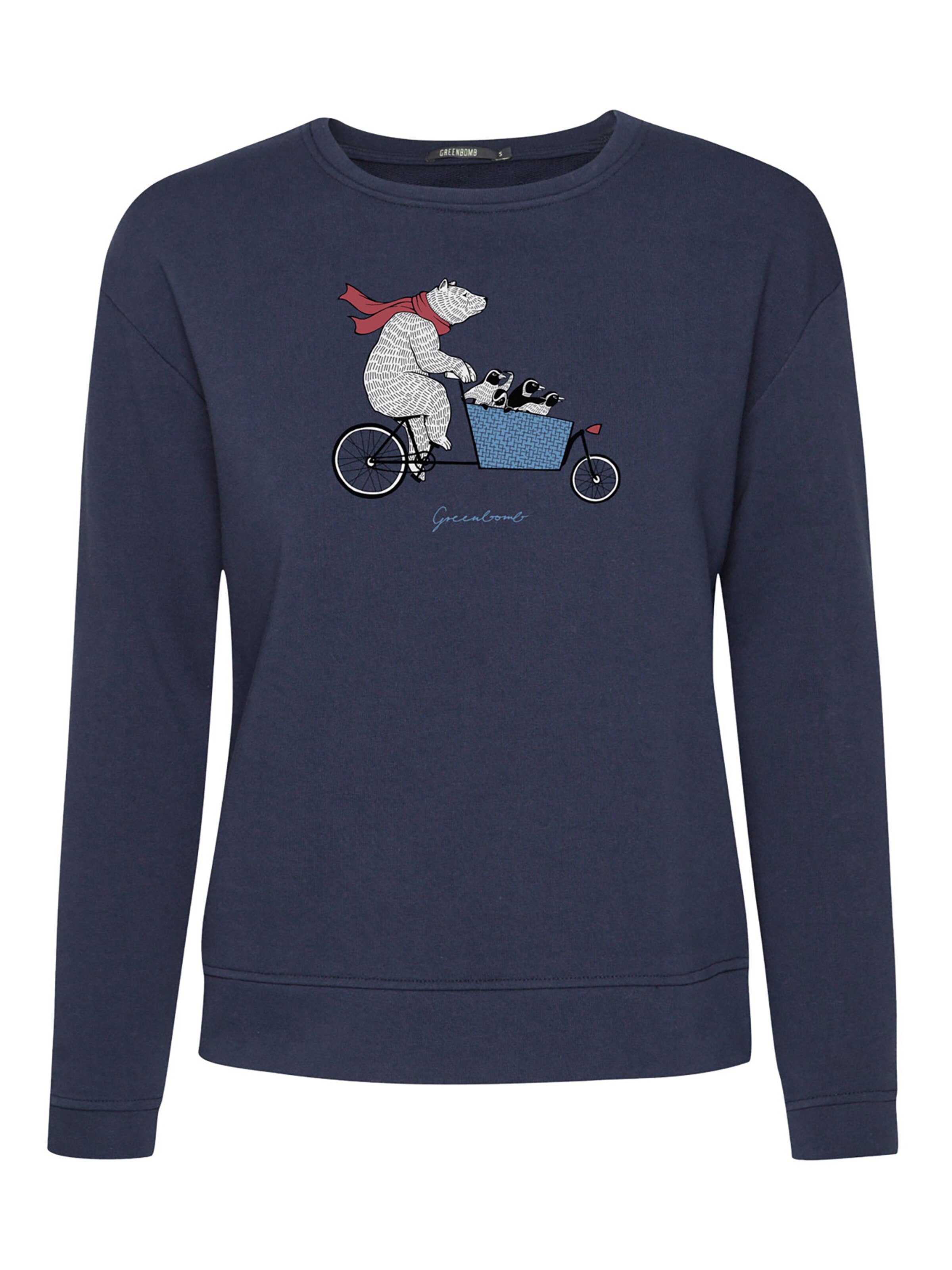 GREENBOMB Sweatshirt 'Bike Cargo Bear' in Blauw: voorkant