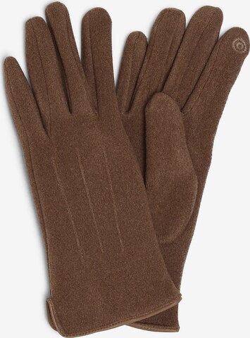 eem Full Finger Gloves in Brown: front