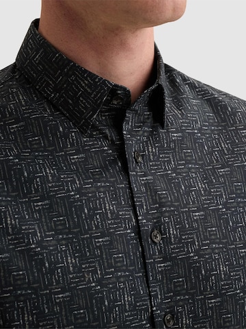 VANGUARD Regular fit Overhemd 'Shirt in poplin with stretch and allover print' in Blauw