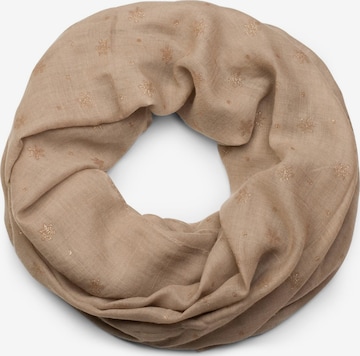 styleBREAKER Schlauchschal 'Loop mit glitzerndem Schneeflocken Print' in Beige: Vorderseite