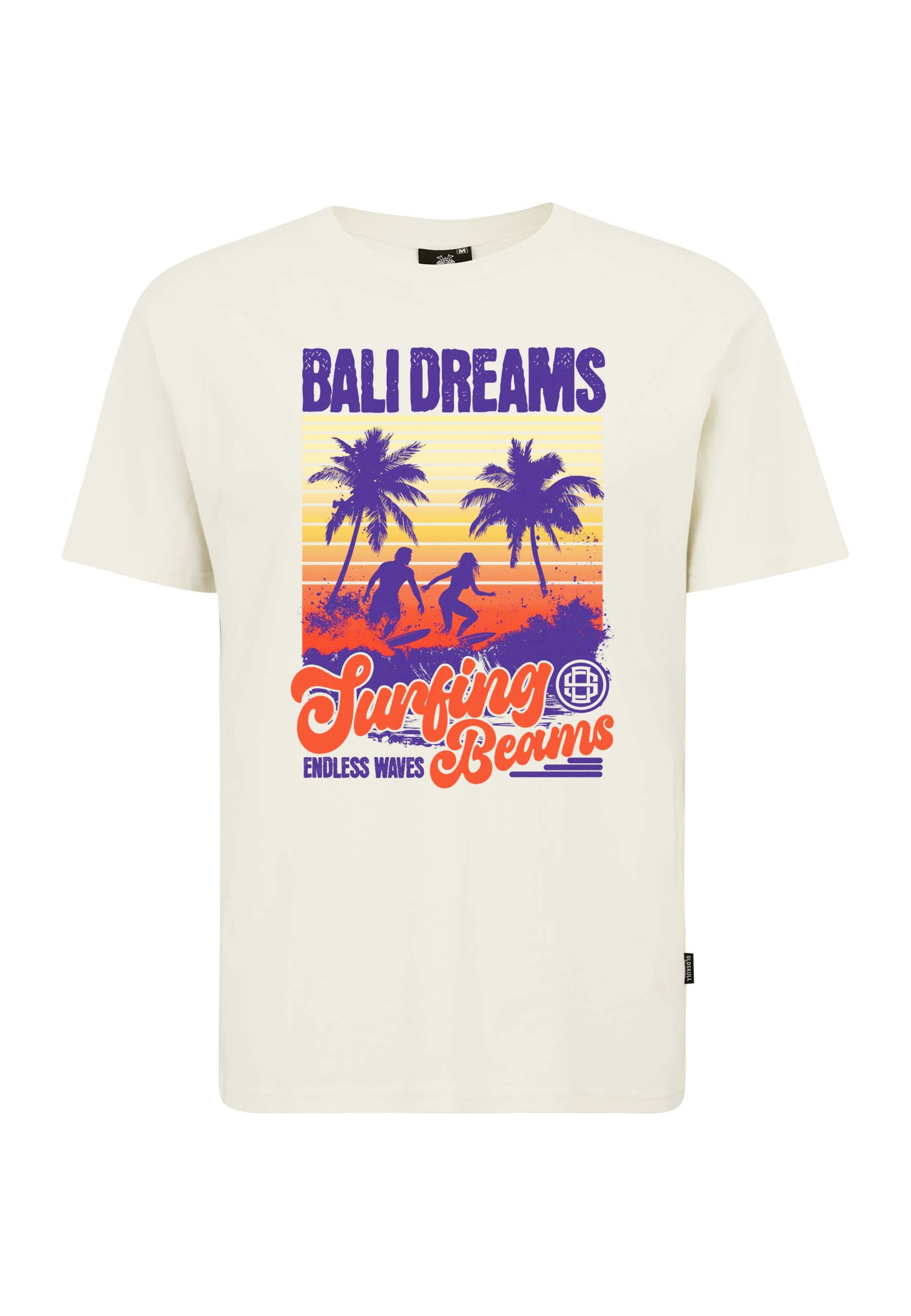 Oldskull Shirt 'Wrldvibe Bali Beam Graphic' in White: front