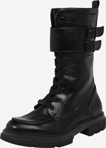TOM TAILOR Lace-Up Boots in Black: front
