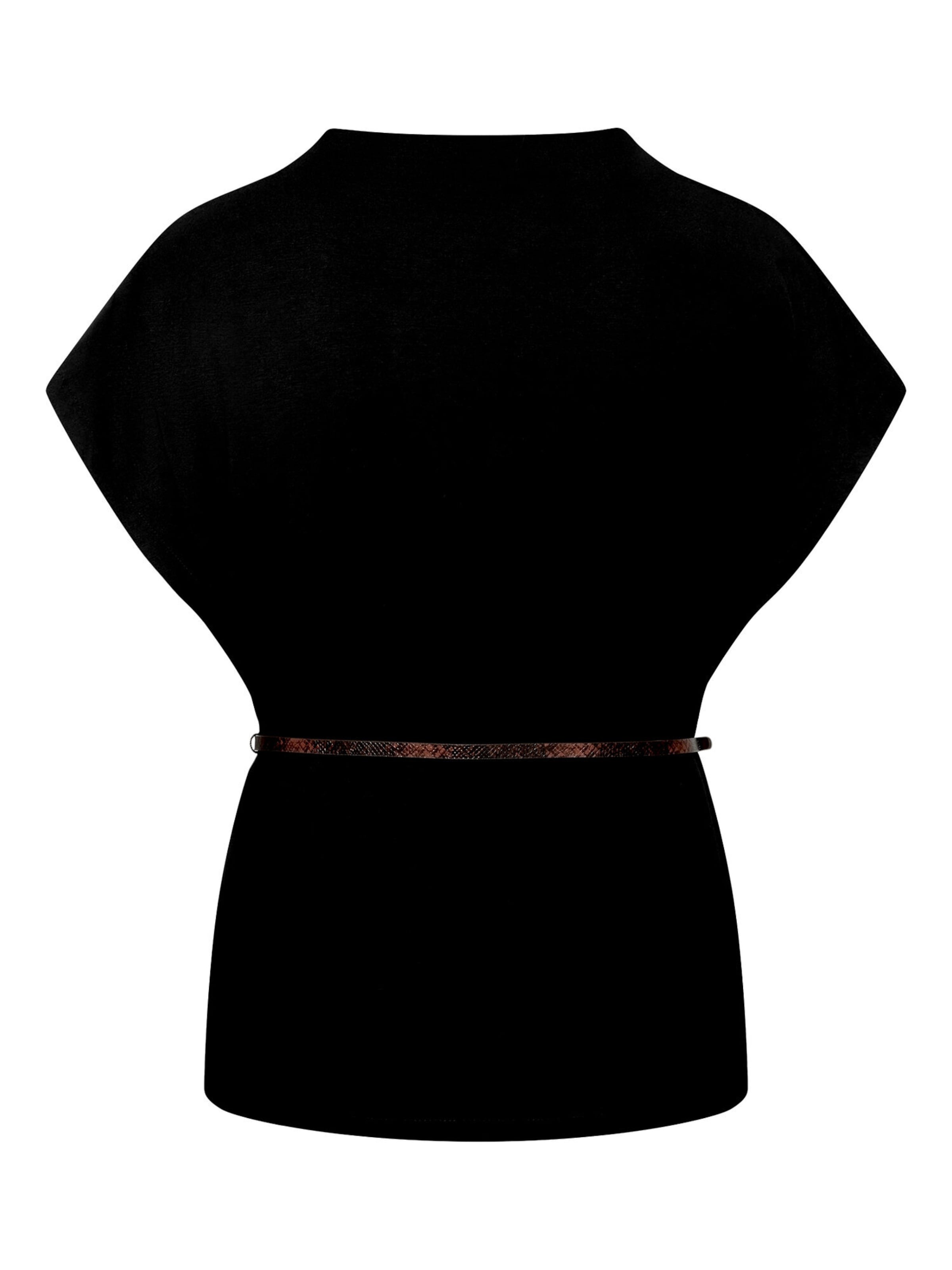 zero Kurzarm-Shirt mit Gürtel in Schwarz