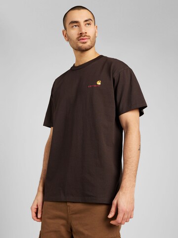 T-Shirt 'American Script' Carhartt WIP en marron : devant