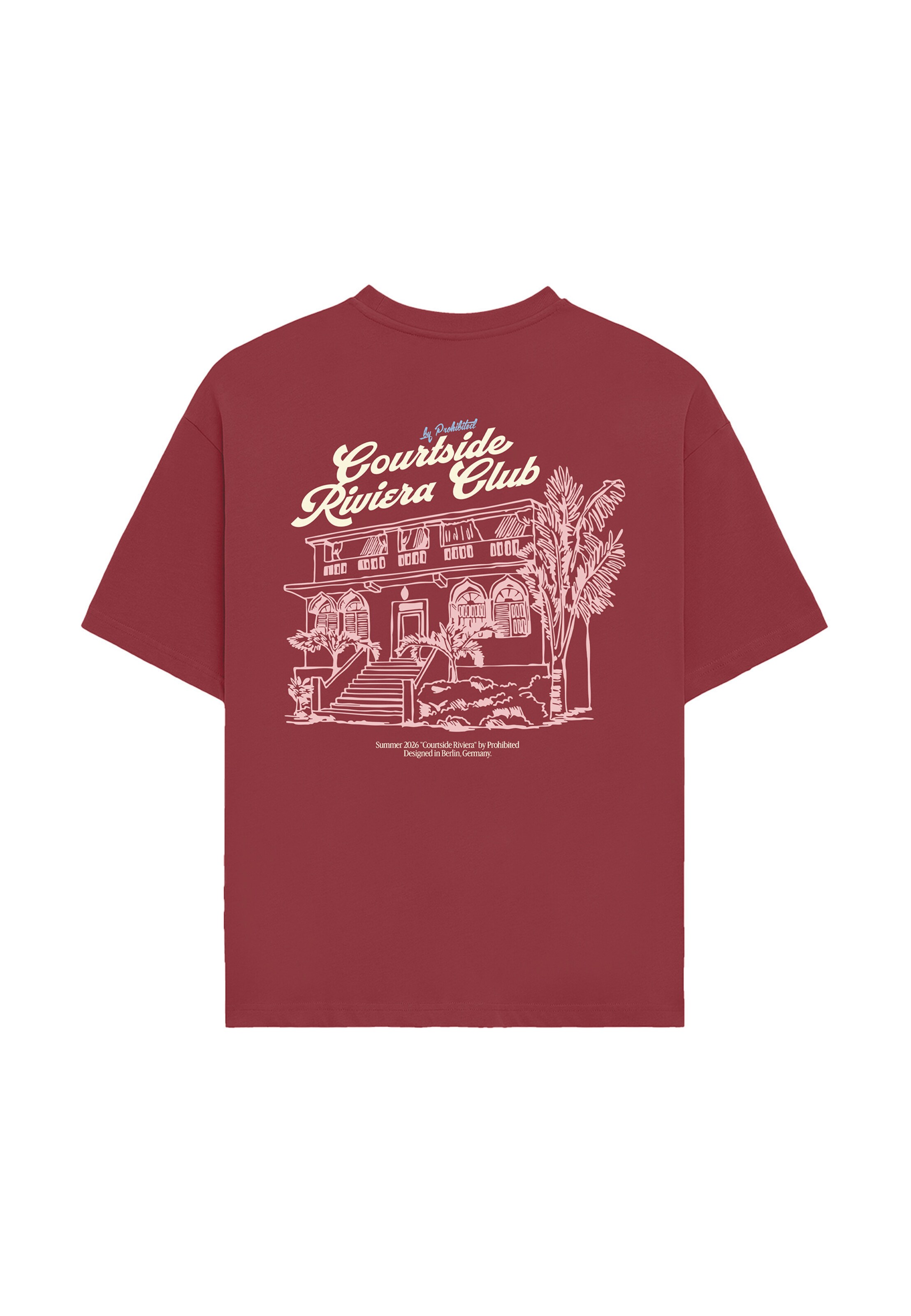 Prohibited Shirt 'Riviera Club' in L in Ecru / Cranberry, Item view