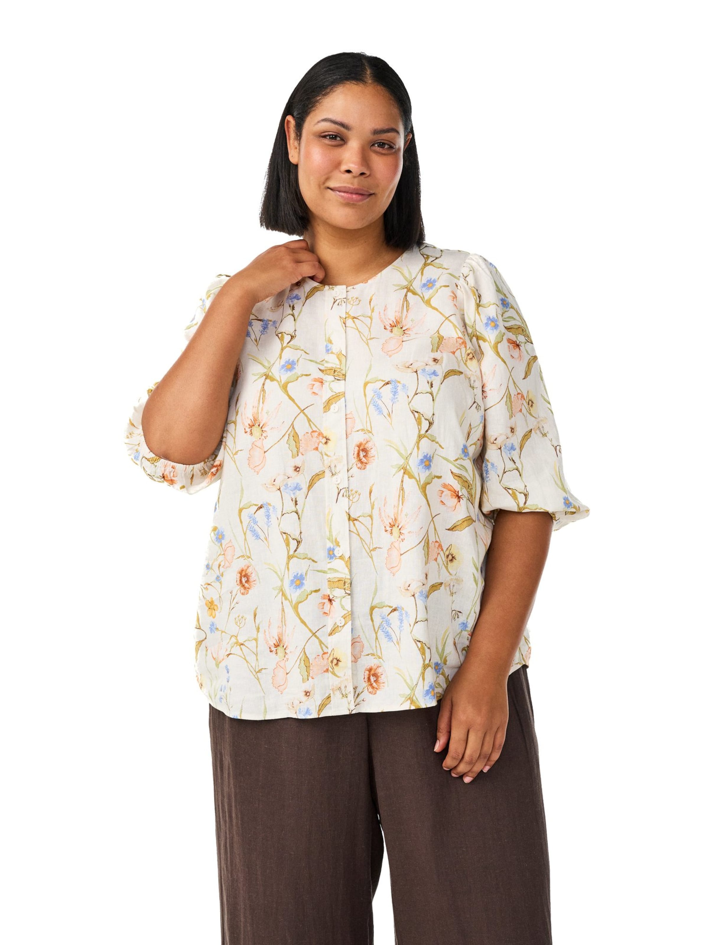 Zizzi Bluse 'Vlina' i beige: forside