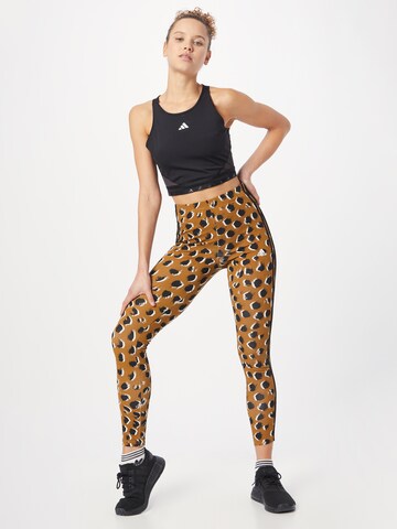 ADIDAS SPORTSWEAR Skinny Spodnie sportowe 'Essentials 3-Stripes Animal Print' w kolorze brązowy