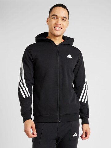 ADIDAS SPORTSWEAR Athletic Zip-Up Hoodie 'Future Icons' in Black: front