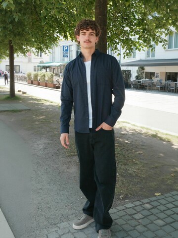 TEESHOPPEN - Ajuste regular Camisa ' Flannel ' en azul: frente