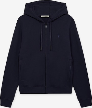 Trussardi - Sudadera con cremallera en azul: frente