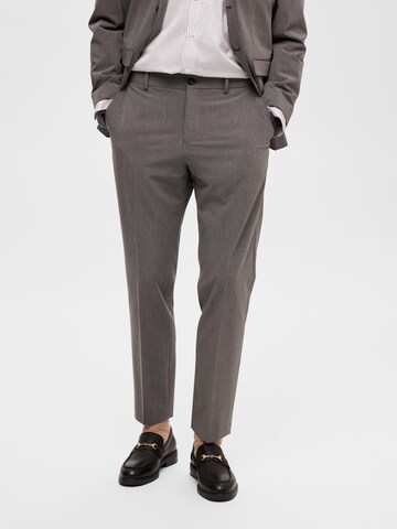 Coupe slim Pantalon à plis 'Liam' SELECTED HOMME en gris : devant