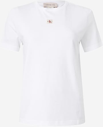 Calvin Klein Jeans - Camisa 'Monologo Label' em branco: frente