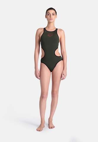 ARENA Bustier Strój kąpielowy sportowy 'ONE BIGLOGO' w kolorze zielony