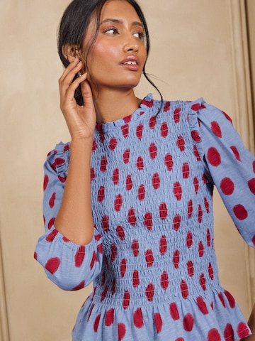 Chemisier love & roses en bleu