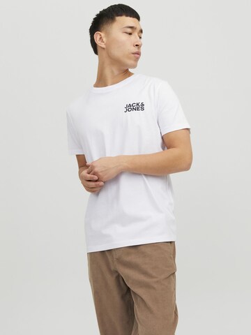 JACK & JONES Тениска 'JJECorp' в бяло: отпред