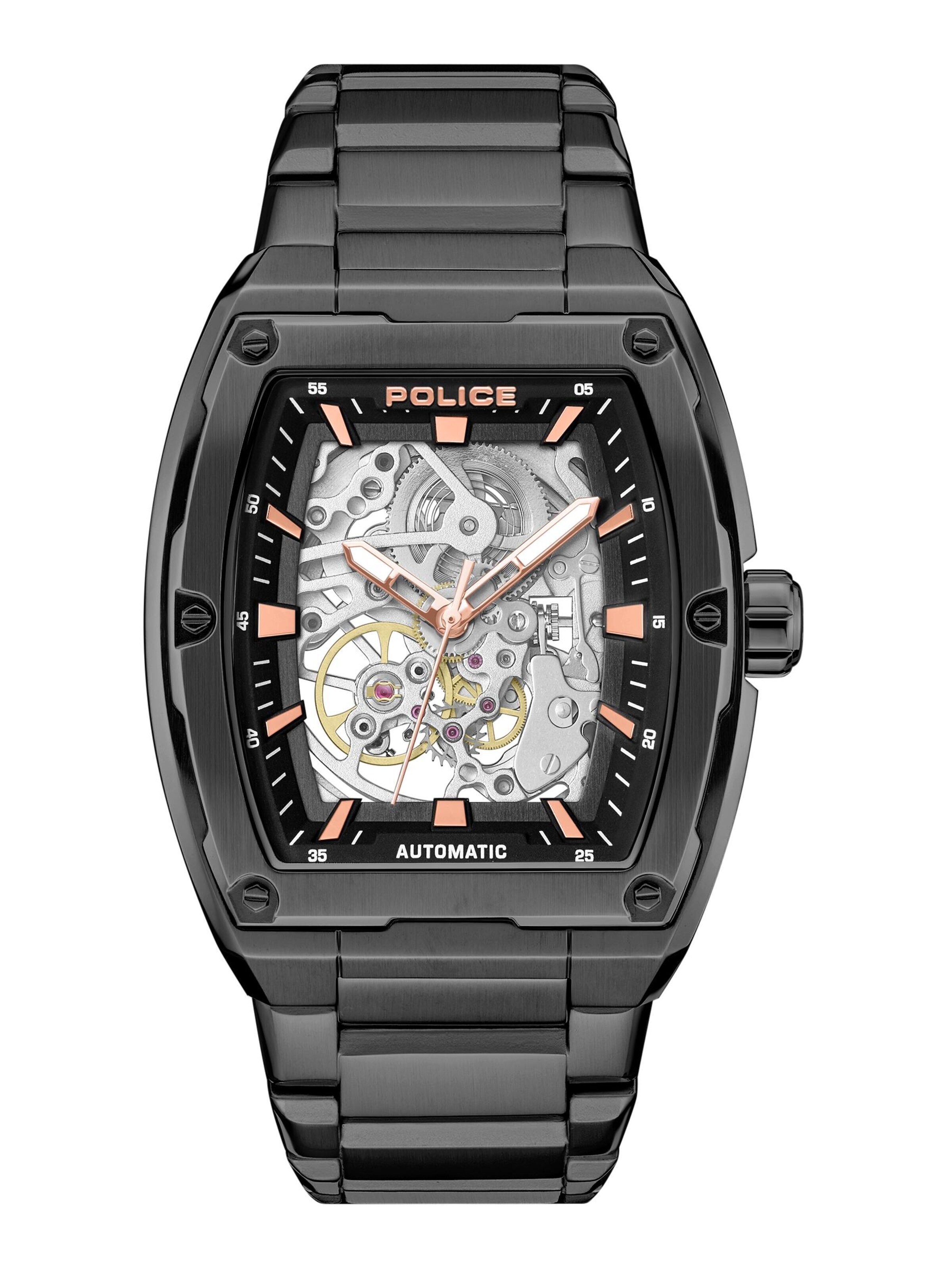 POLICE Analog Watch 'Skeletor' in Black: front