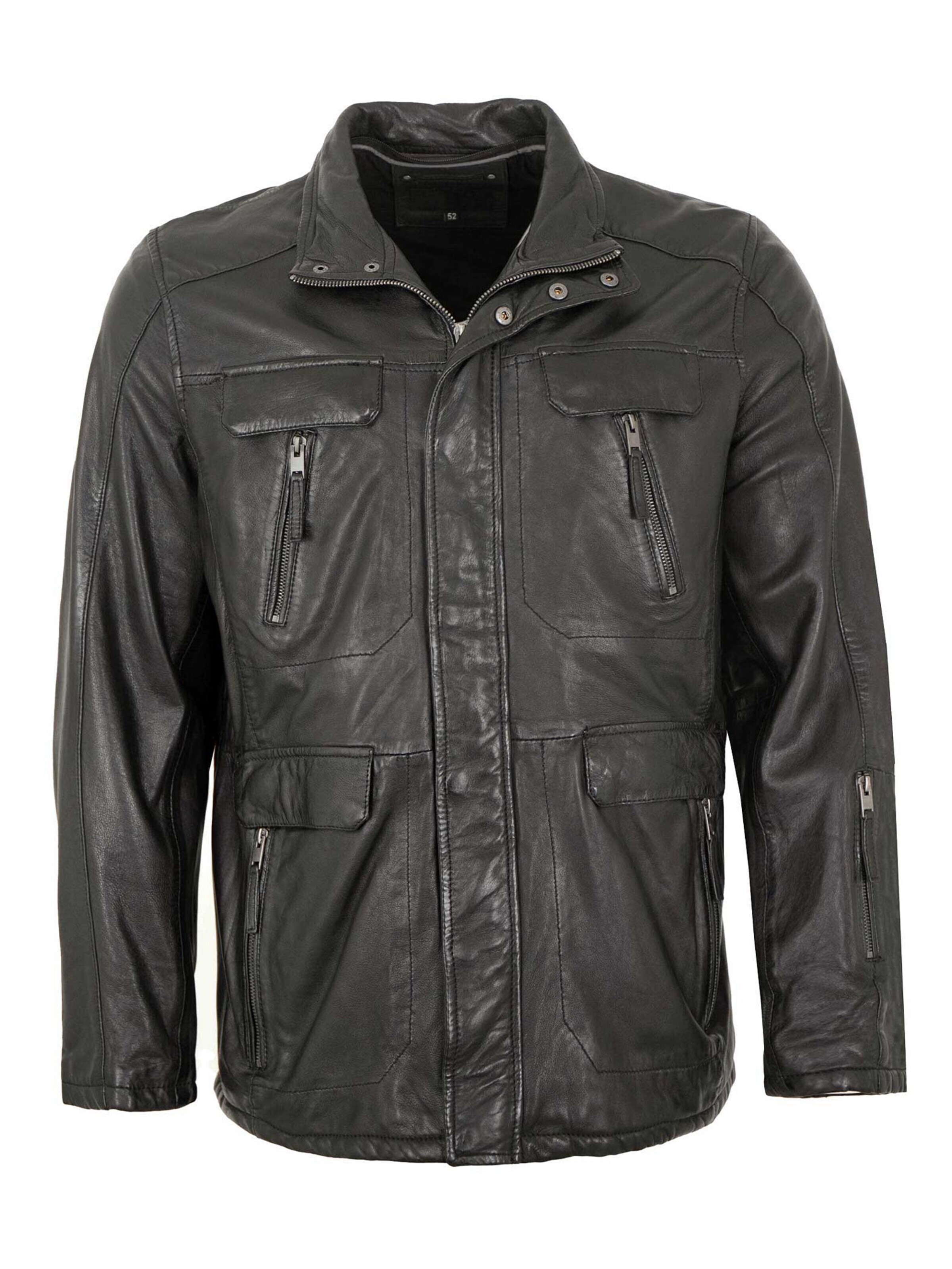 Lederjacken24 Between-Season Jacket 'Salmon 6' in Black