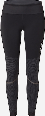 ADIDAS TERREX Skinny Workout Pants 'Agravic' in Black: front