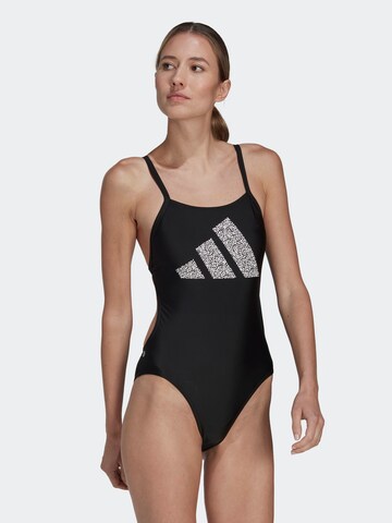 ADIDAS PERFORMANCE - Bustier Bañador de natación '3 Bar Logo Print' en negro