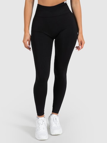 Smilodox Skinny Workout Pants 'Amaze Scrunch' in Black: front