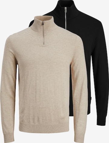 JACK & JONES Pullover 'Emil Knit' in Braun: Vorderseite