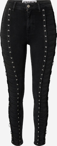 NEON & NYLON Skinny Jeans 'JERRY' in Zwart: voorkant