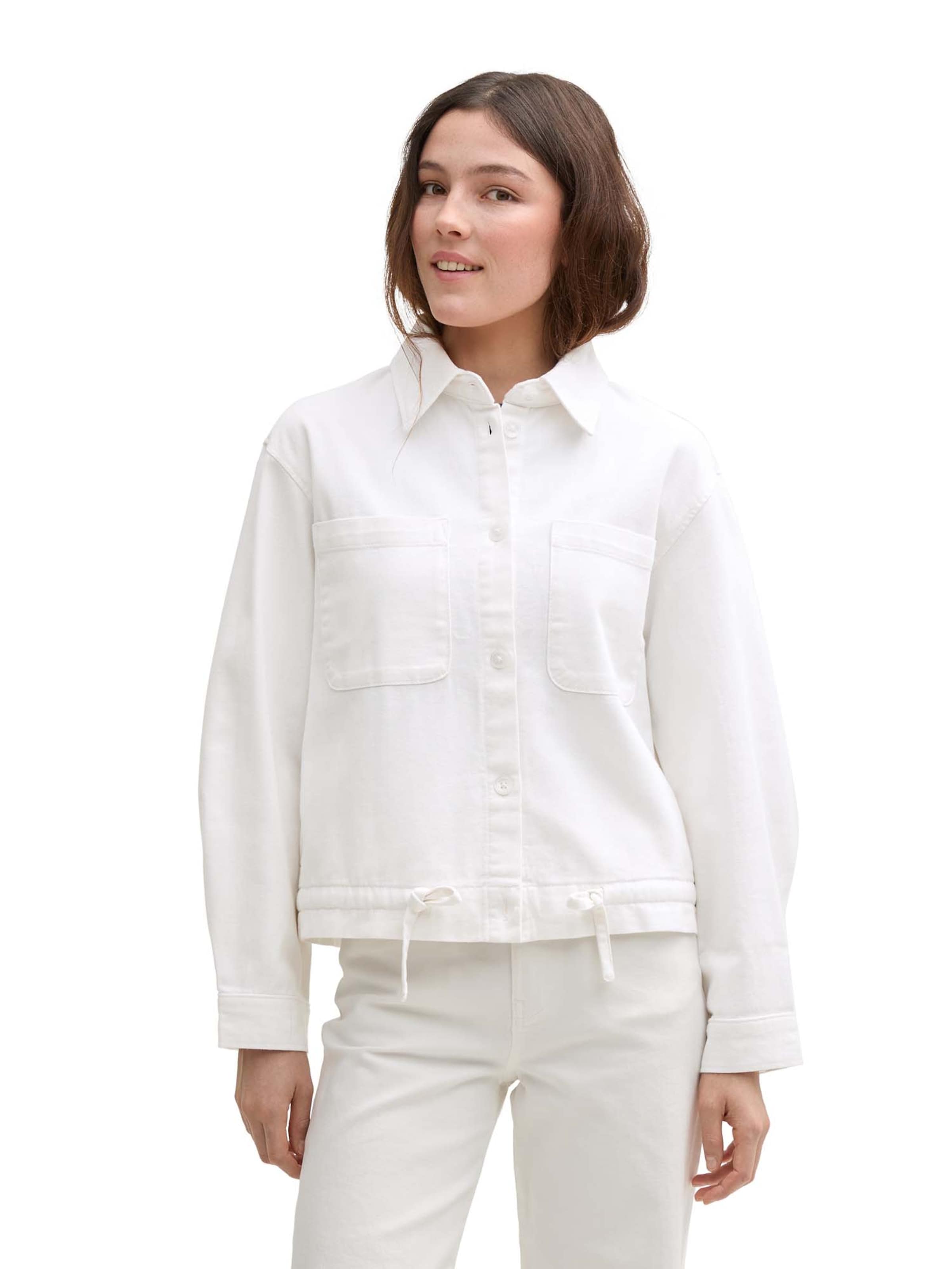 TOM TAILOR DENIM Between-season jacket in White: front