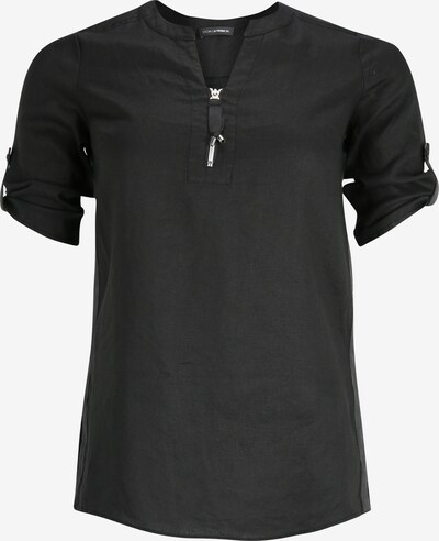 Doris Streich Leinen-Bluse mit Reißverschluss in schwarz, Produktansicht