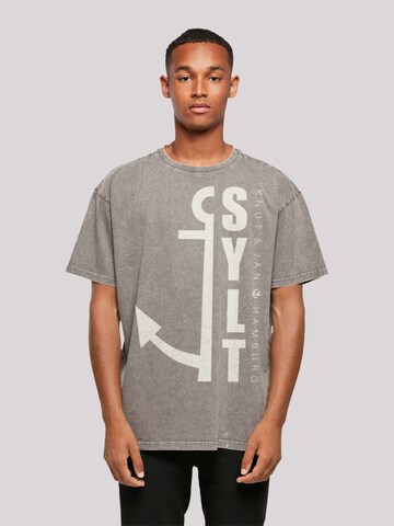 F4NT4STIC T-Shirt 'Sylt Anker Knut & Jan Hamburg' in Grau: Vorderseite