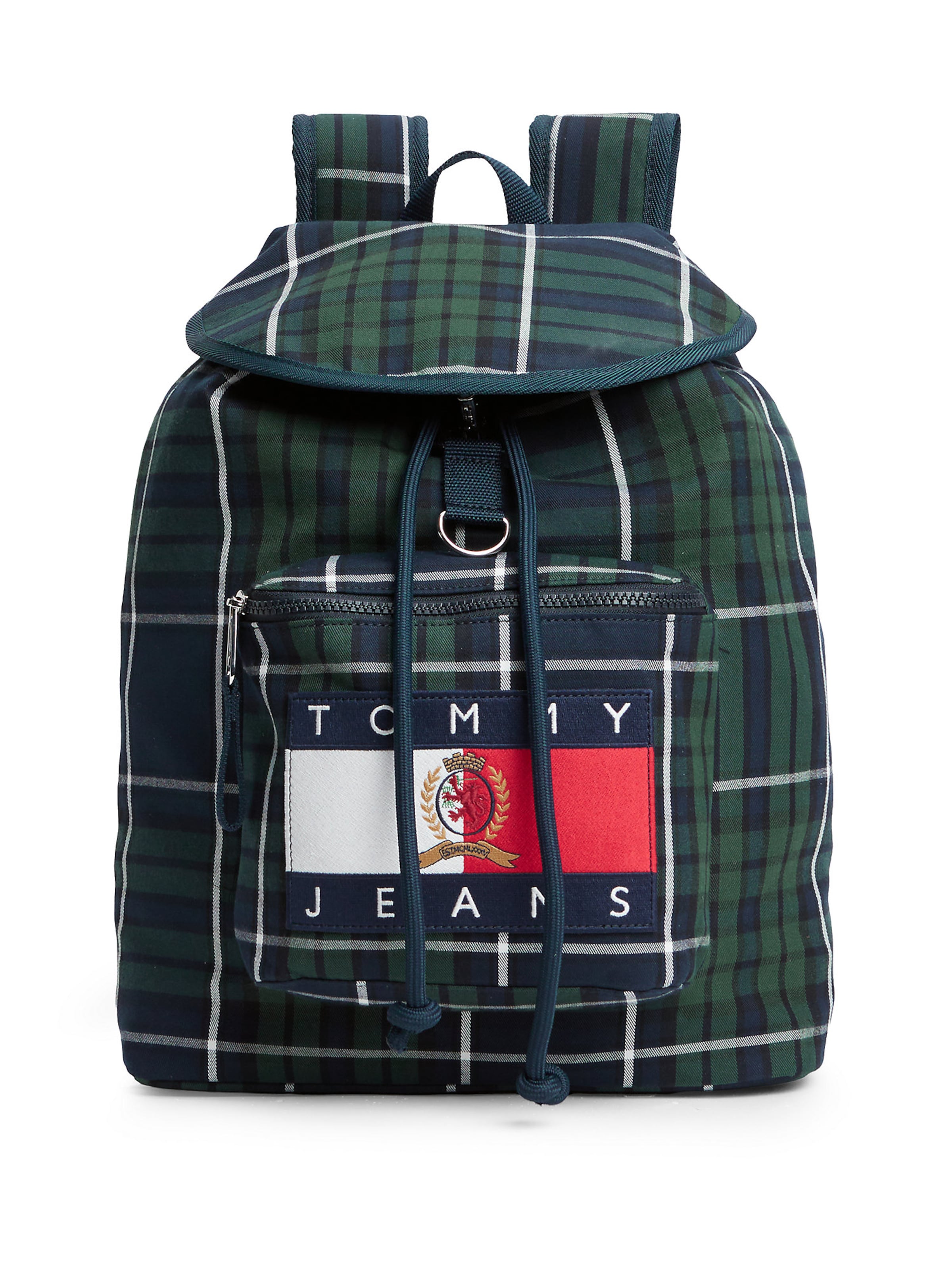 Tommy Jeans Backpack 'Archive Flag Badge' in Green: front