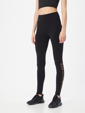 EA7 Emporio Armani Skinny Leggings in Black: front