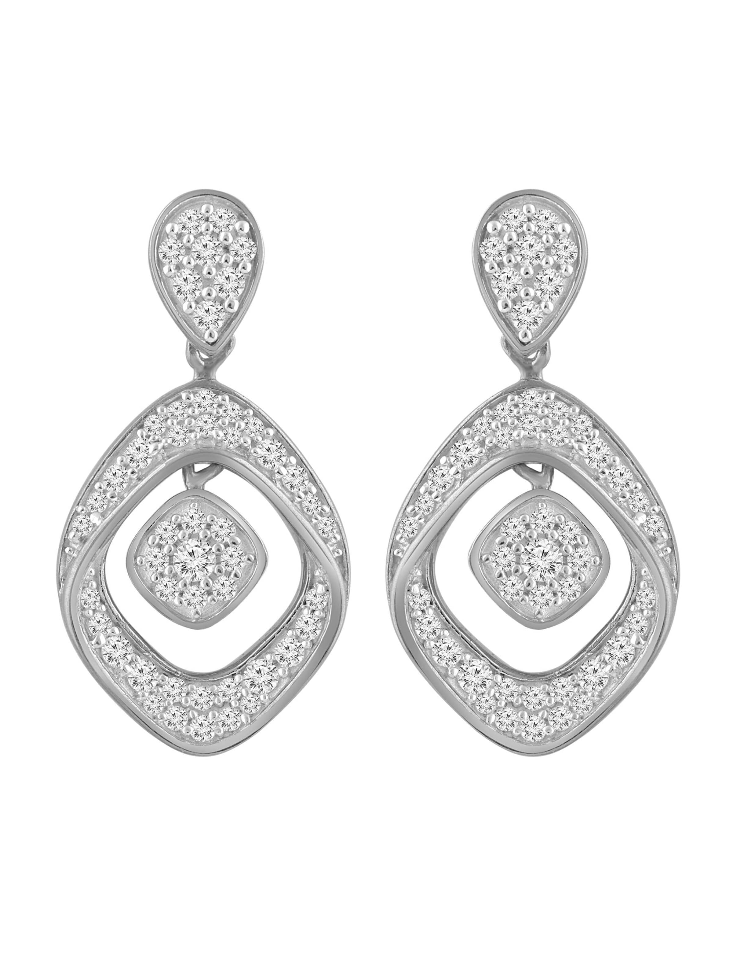 Diamant Exquis Earrings 'Ohrringe aus 585 Weißgold mit Diamant' in Silver: front