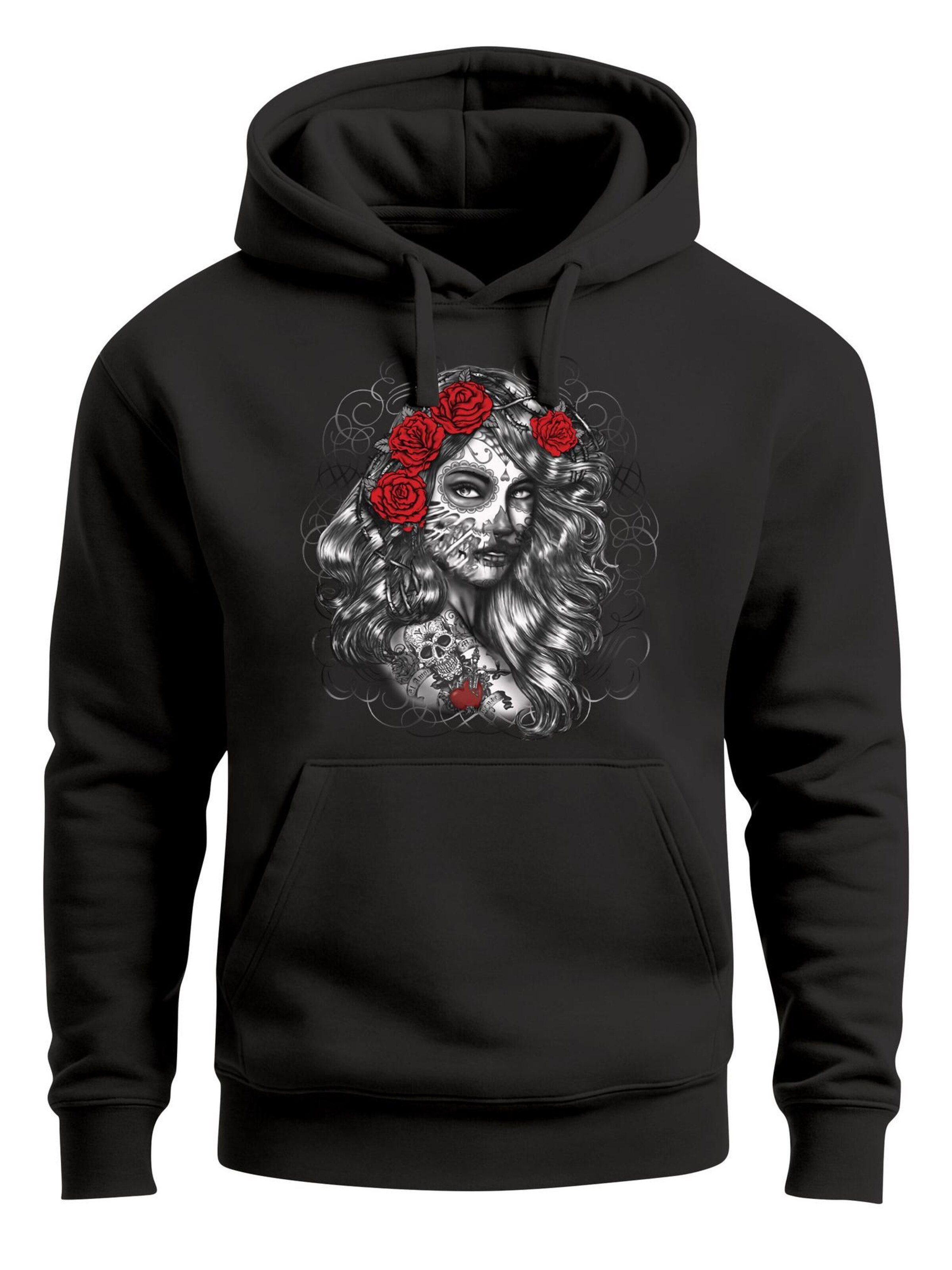 Neverless Sweatshirt 'Day of Dead' in Black: front