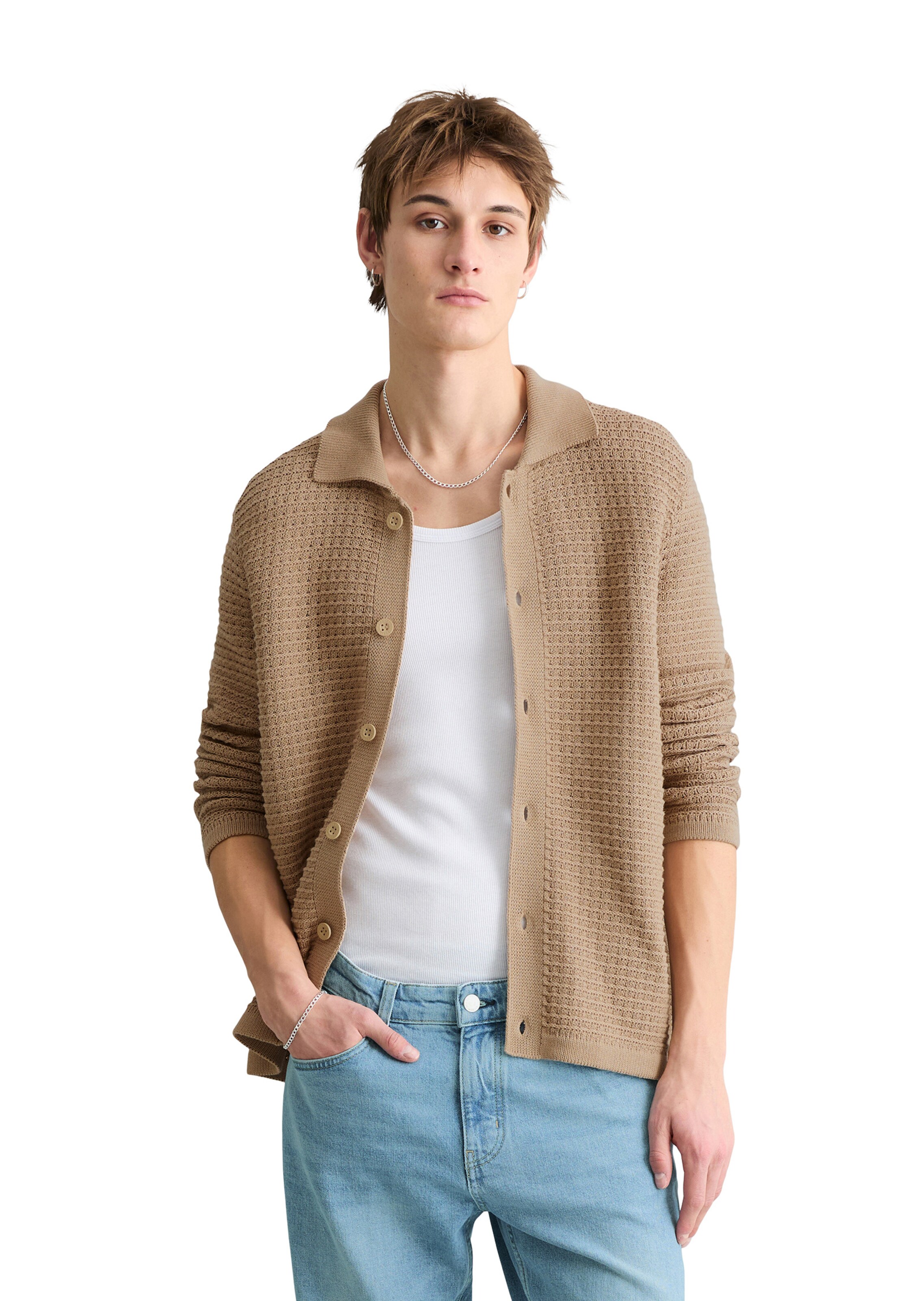 Marc O'Polo DENIM Strickjacke in Beige: Vorderseite