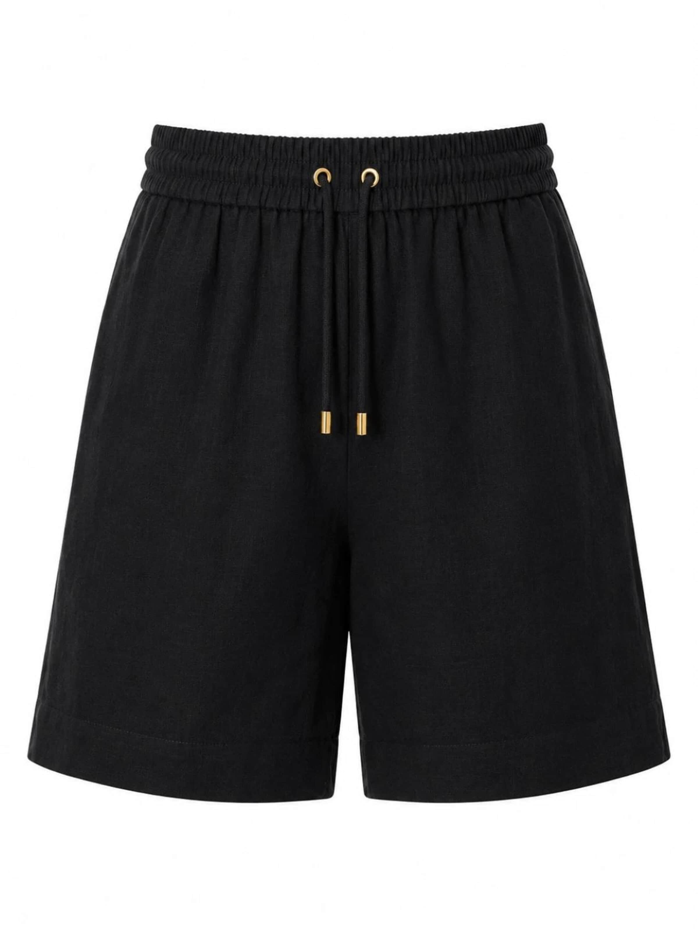 BREEZERA Wide leg Pants 'Leinenshorts' in Black: front