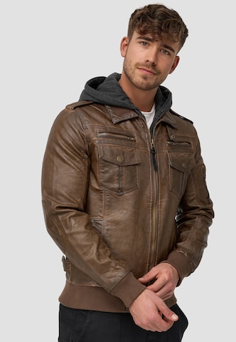 INDICODE JEANS Between-Season Jacket 'Aaron' in Brown: front