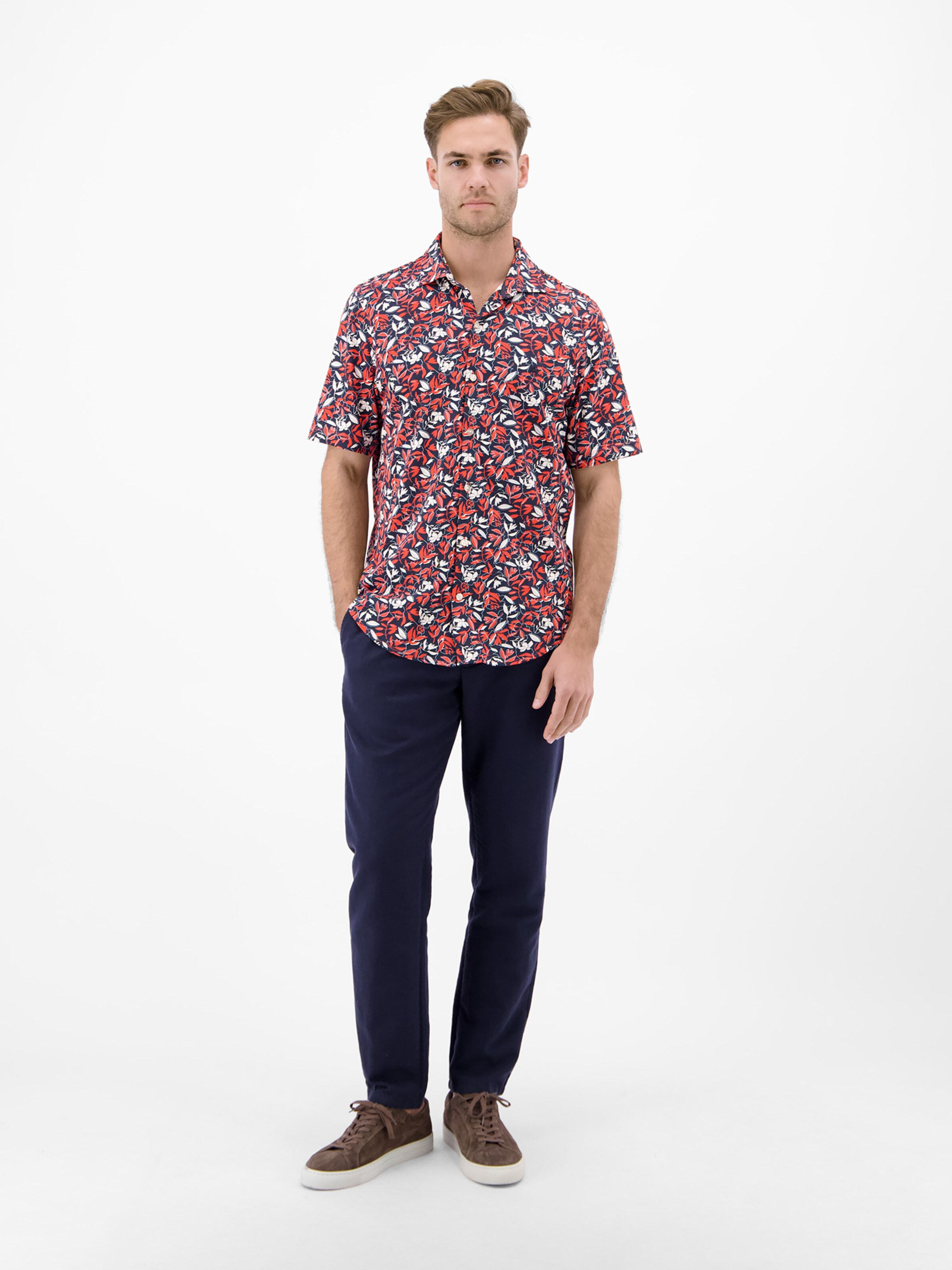 LERROS Regular Fit 1/2 Hemd aus 100 % Baumwolle, floral bedruckt in Rot