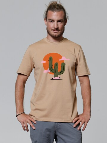 T-Shirt 'Kaktus Im Sonnenuntergang' Watapparel en beige : devant