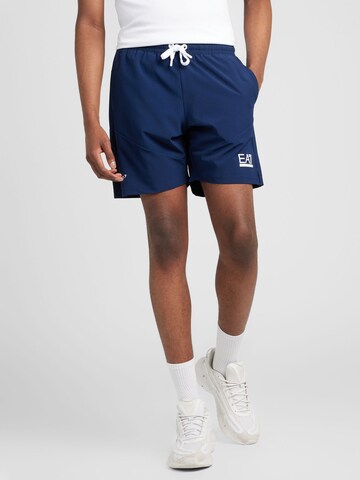 EA7 Emporio Armani - Regular Calças de desporto em azul: frente