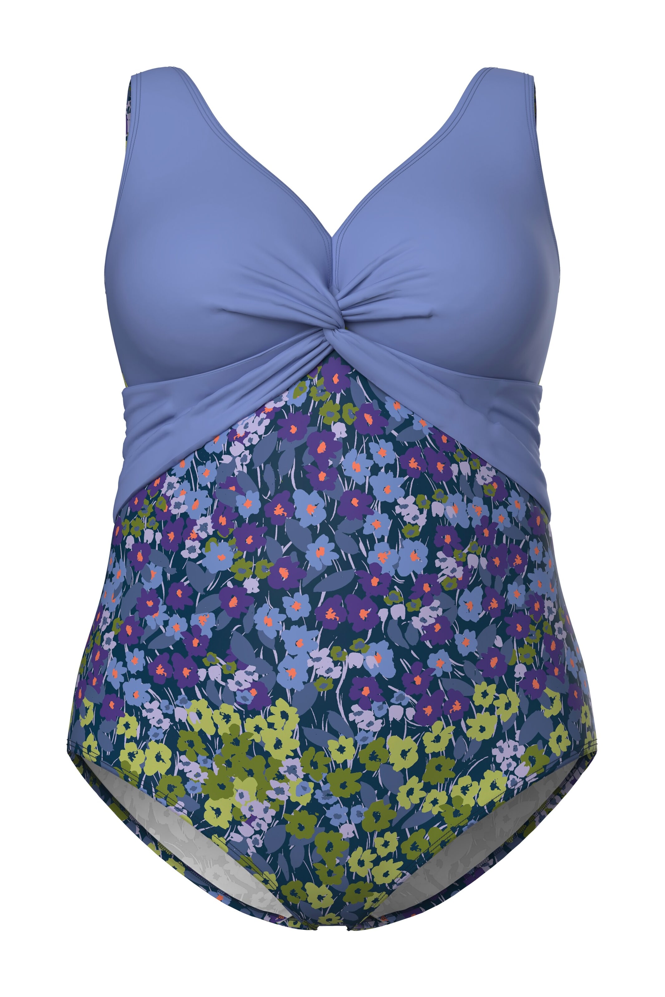 Ulla Popken Triangel Badeanzug in Blau: Vorderseite