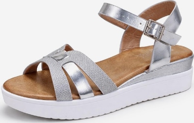 Pogolino Riemensandale 'Damen Sandalen Plateau Riemchen Glitzer Keilabsatz Sandaletten BL6622' in 36 in silber, Produktansicht