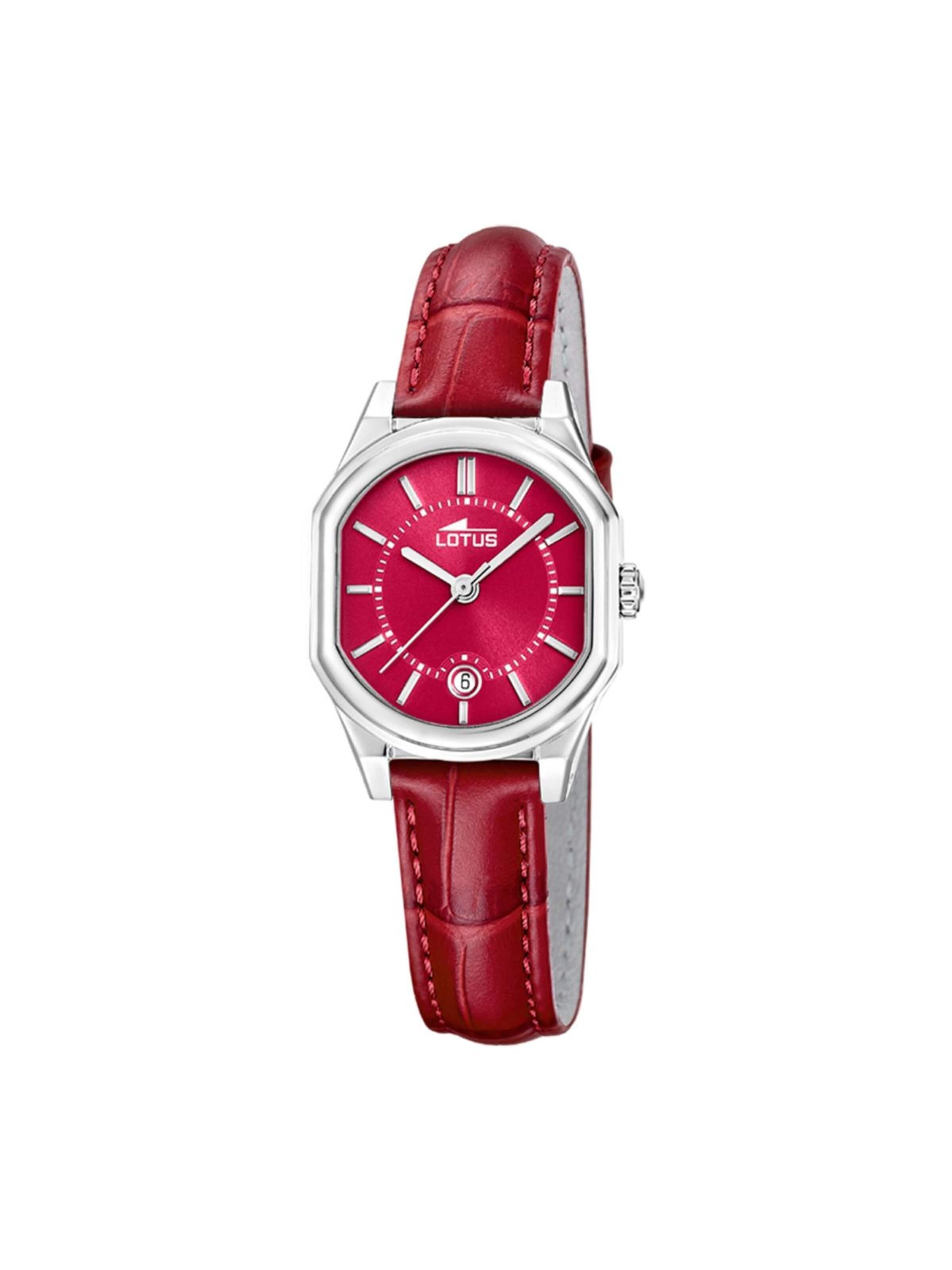 Montre à affichage analogique Lotus en rouge : devant