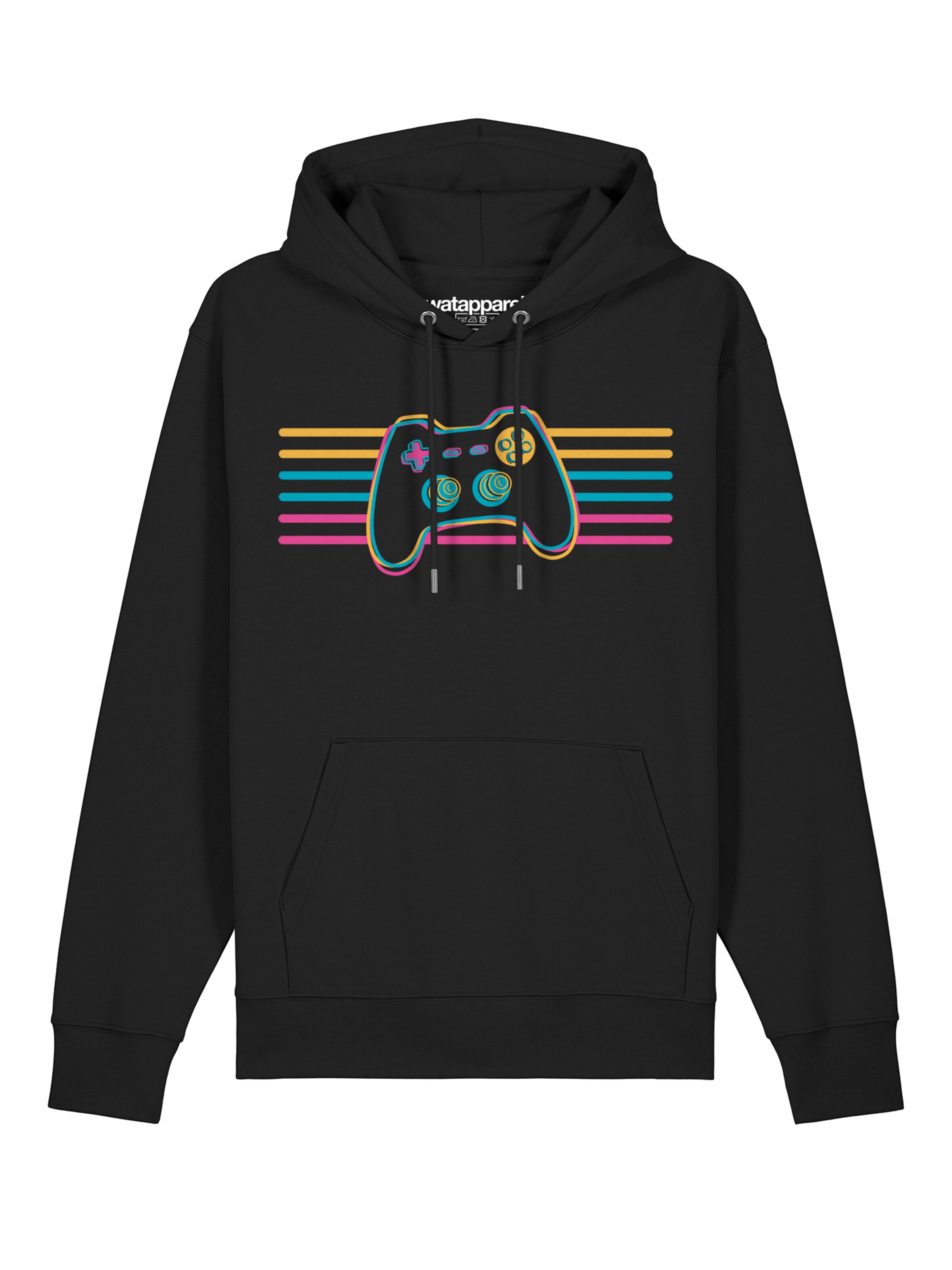 Watapparel Sweatshirt ' Retro Joystick ' in Zwart: voorkant