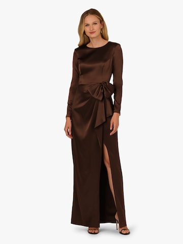 Adrianna Papell Evening dress 'Stretch Satin Ruffle Gown' in Brown: front