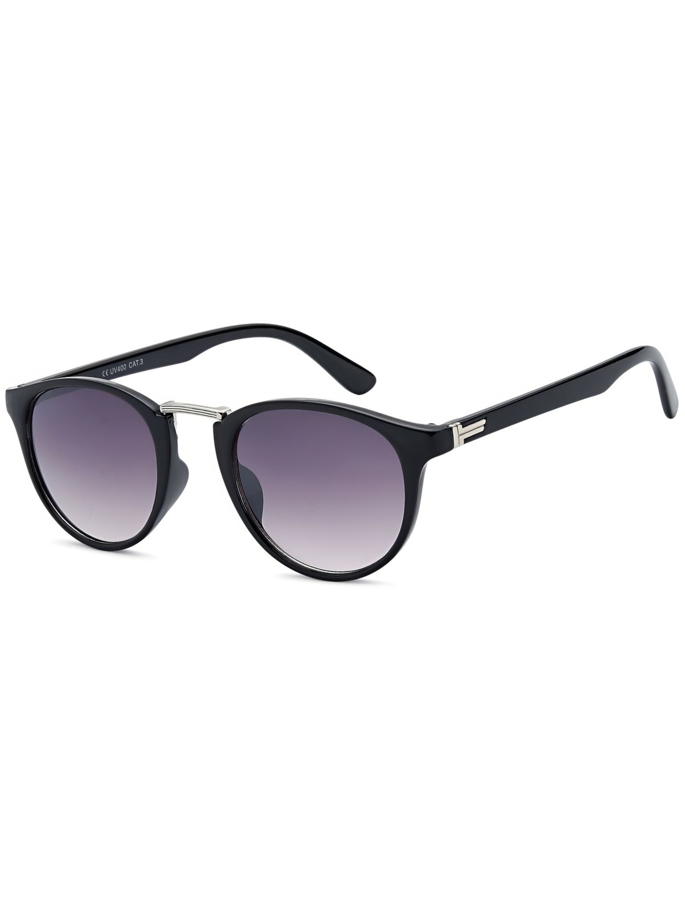 styleBREAKER Sonnenbrille 'Sonnenbrille mit runden Gläsern und Metall Nasensteg'‌‌‌‌‌‌‌‌‌ in Grau: Vorderseite