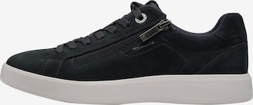 Chaussure de sport à lacets 'Leder-Sneaker' Tamaris en bleu : devant