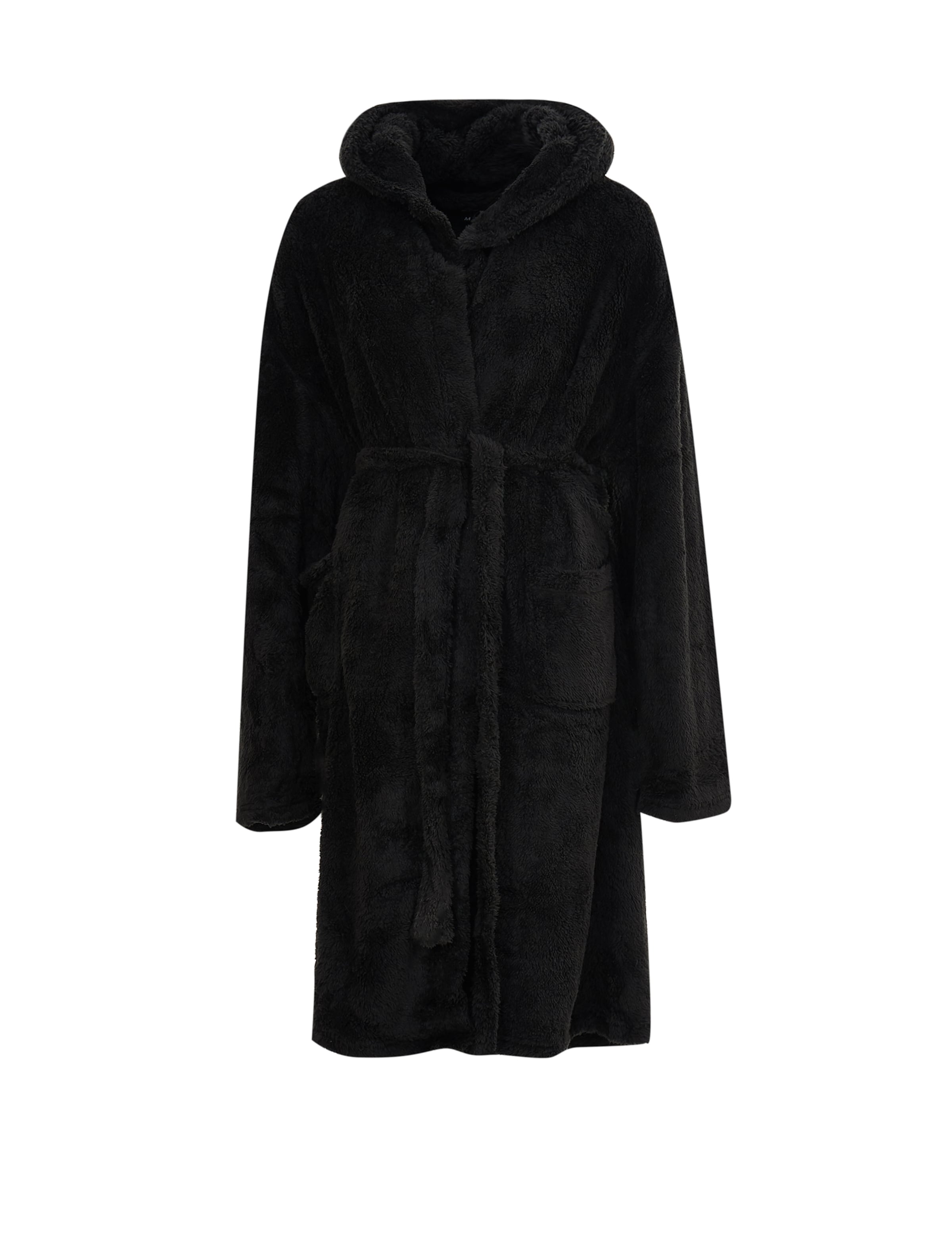 Loungeable Long Bathrobe in Black: front