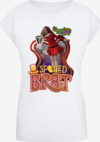 ABSOLUTE CULT Shirt 'Willy Wonka And The Chocolate Factory - Spoiled Brat' in White: front