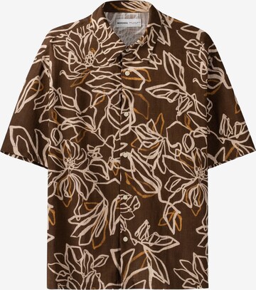 Bershka Regular fit Button Up Shirt in Brown: front